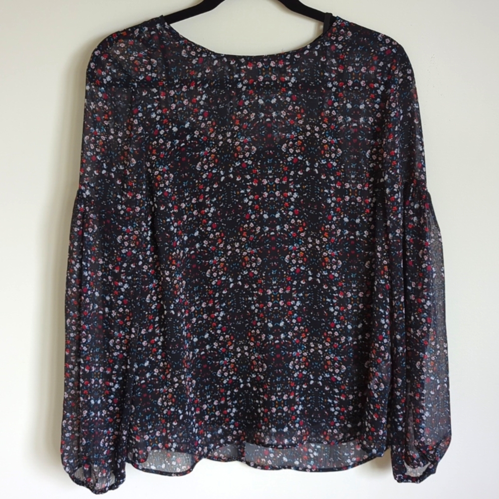 Flower pattern, boho, transparent Women blouse size 6